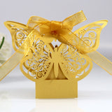 Cifeeo 10/50/100pcs Butterfly Laser Cut Hollow Carriage Favors Gifts Box Candy Boxes With Ribbon Baby Shower Wedding Party Supplies
