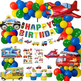 Transport Vehicle Theme Party Balloons Garland Arch Kit Plane Train Fire Truck Foil Balloons Kid Boys Birthday Party Decoration