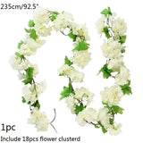 Christmas Gift Wisteria Artificial Flower Vine Ivy Leaf Garland Silk Rose Flowers Rattan String Vine Wedding Arch Flower Home Garden Decoration