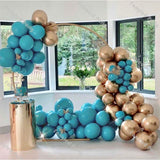 100pcs Balloon Garland Matte Aqua Blue Arch Kit Chrome Gold Balloons Baby Shower 1st Wedding Engagement Birthday Party Supplies