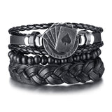 Christmas Gift Vnox 4Pcs/ Set Braided Wrap Leather Bracelets for Men Vintage Life Tree Rudder Charm Wood Beads Ethnic Tribal Wristbands