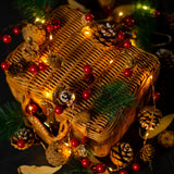 Christmas Gift LED copper wire light pine needles bell crabapple chandeliers series battery box of rattan Christmas lights string