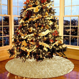 Christmas Gift 122cm Christmas Tree Skirts Sparkly Tree Skirt Fabric Carpet Round Gold Sequin Christmas Tree Mats New Year Navidad Home Decor