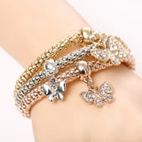 3Pcs Bracelet Crystal Owl Music Note Boy Girl Heart Charm Bracelets For Women Pulseria Feminina Jewelry Gift amazing price