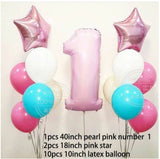 Cifeeo Christmas Gift 1set 1st Happy Birthday Confetti Balloons Blue Pink Foil Number Balloon First Baby Boy Girl Party Decorations My 1 Year Supplies