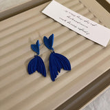 Cifeeo Korean New Style Simple Blue Bow Earrings Fashion Versatile Geometric Earrings Female Jewelry
