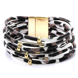 Leopard Leather Bracelets For Women  Fashion Bracelets & Bangles Elegant Multilayer Wide Wrap Charm Bracelet Jewelry