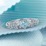 Luxury Bridal Wedding Zircon Ring Jewelry for Women Fashion Leaves Heart Shape CZ Stone Ring Dazzling Party Night Club Gift