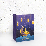 StoBag 6pcs Eid Mubarak Gift Bag With Handle Party Cookies Candy Packaging Supplies Ramadan Kareem Kids Favors Happy Al-Fitr