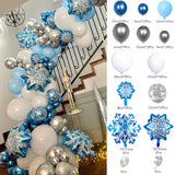 141pcs Metallic Balloons Garland Arch Silver Blue Foil Balloons Snowflake Globos Ice Snow Theme Party Winter Decors Birthday Wed