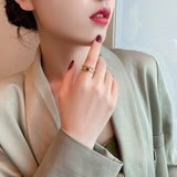 new luxury green opening adjustable women's ring retro classic  accessories wedding party jewelry girl's sexy rings