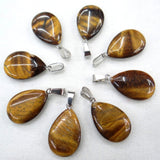 24pcs Natural Pink Quartz Crystal Agates Tiger eye Stone Malachite Water Drop Shape Pendant for DIY Jewelry Making