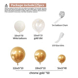 Christmas Gift 125pcs White Gold Balloon Garland Arch Kit Gold Dot Chrome Metallic Latex Ballon for Wedding Birthday Christmas Party Decor