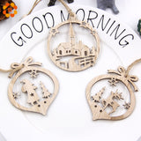 Christmas Gift 6PCS/Lot Vintage Hollow Christmas Gift Wooden Pendants Ornaments Wood Craft Christmas Tree Ornaments Decorations Kids Toys Gifts
