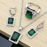 Back to school Cifeeo  Light Olive Green CZ White Zircon  Jewelry Sets For Women Earrings/Pendant/Necklace/Rings