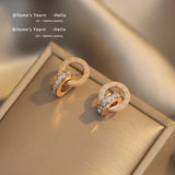 new classic Roman Number Titanium Steel Earrings For Woman Fashion Zircon Circle Pendant Earrings Luxury Party Jewelry