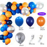 Outer Space Party Birthday Balloons Orange Navy Blue Chrome Silver Balloons Arch Garland for Kids Birthday Party Decor Baby Show