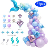 Mermaid Decoration Tail Shell Balloon Garland Arch Baby Shower Girl 1st Birthday Party Favors Little Mermaid Theme Wedding Decor