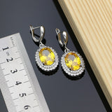 Back to school Cifeeo  Earrings With Stone Yellow Cubic Zirconia Bridal Dangle Jewelry Charm Earrings Set For Women