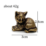 Vintage Brass Cute Cat Pocket Incense Holder Small Tea Pet Ornament Animal Pussycat Figurines Miniatures Desk Decorations Gifts