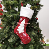 Christmas Gift Christmas Stockings Red Reindeer Elk Snowflake with Faux Fur Xmas Stockings Christmas Tree Decorations Kids Gifts Bag