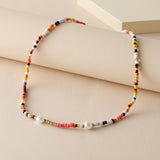 Cifeeo New Lovely Daisy Flower Colorful Beads Pearl Clavicle Choker Necklace for Women Girls Spring Summer Jewelry Wholesale
