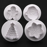 Christmas Gift 4pcs Christmas 3D Cookie Cake Plunger Cutter Baking Mould Cookie Stamp Biscuit DIY Mold Fondant Cake Decorating Tools