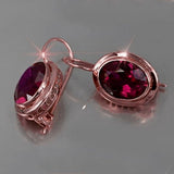 Exquisite Women Fashion Silver and Gold Color Inlaid Red Stone Crystal Drop Earrings for Women Bridal Engagement Wedding Jewelry