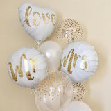 Back To School  18inch Round White Gold Glitter Print Mr&Mrs LOVE foil Balloons bride to be marriage Wedding Valentine's Day Air Globos Supplies1111