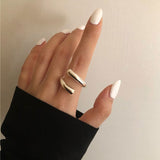 Trendy Metal Silver Color Women Ring Creative Hollow Irregular Geometry Open Adjustable Rings for Women Engagement Party Jewelry