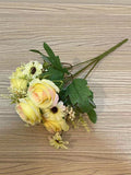 5 Roses 4 Daisies Artificial Flowers Wedding Home Autumn Decoration High Quality Big Bouquet Luxury Fake Flower Arrangement Bulk