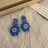 Cifeeo Korean New Style Simple Blue Bow Earrings Fashion Versatile Geometric Earrings Female Jewelry