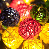 Christmas Gift 2.5M 20 LED String Lights Rattan Cotton Ball Garlands Holiday Wedding Party Decoration Xmas Christmas Fairy Light For Outdoor