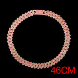 15mm Cuban Link Chains Necklace Fashion Hiphop Jewelry For Women Men Bling Iced Out  Full Rhinestone Rapper Necklaces Collar