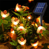 Christmas Gift Solar String Lights Outdoor Waterproof Simulation Honey Bees Lamp Fairy Lights with 8 Lighting Decor for Garden Xmas Decorations