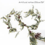 Christmas Wreath Barries Cones Artificial Vine Hanging Floral Foliage Garland Christmas Decorations for Home Navidad Natal 2022