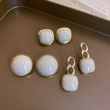 Graduation Gift Korean New Cream White Pearl Earrings Fashion Temperament Simple Versatile Earrings Women's Jewelry