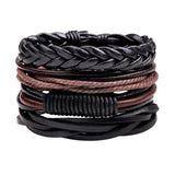 ZOSHI 4-6PC Vintage Multilayer Leather Bracelet For Men Fashion Braided Handmade Rope Wrap Bead Charm Woven Bracelets Male Gift