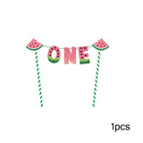 1Set Watermelon Party Fruit Balloon Kit Banner Cake Topper Summer Pool Decoration Kid One Birthday DIY Gift Baby Shower Supplies