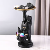 Cifeeo Resin Dog Statue Living Room Decor Decorative Storage Tray Sculpture Table Ornaments Animal Figurines For Home Desk Decoration