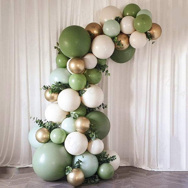 Cifeeo 59Pcs Olive Avocado Green Diy Balloons Set Arch Kit Apricot Chr