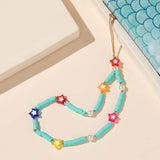 Mobile Phone Strap Silicone Bead Chain Flower Pendant Soft Pottery Bead Chain for Cell Phone Case Hanging Cord Necklace Lanyard