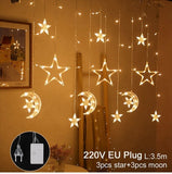 Star Moon Led Curtain Garland String Light Eid Mubarak Ramadan Decoration Islam Muslim Party Decor Eid Al Adha Gift Eid Mubarak