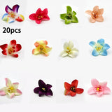 Christmas Gift 20pcs/lot Artificial Silk Orchid Flower Heads For Wedding Decoration DIY Wreath Gift Scrapbooking Craft Supplies Fake Flower