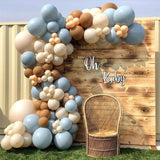 133Pcs Coffee Blue Balloon Arch Garland Kit Skin Apricot Macaron Blue Brown Birthday Balloons Baby Shower Anniversary Party Deco