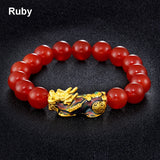 Feng Shui Obsidian Stone Beads Bracelet Men Women Unisex Wristband Gold Black Pixiu Wealth and Good Luck  Women Bracelet