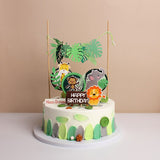 Cifeeo  Wild Amimals Cake Topper Safari Jungle Animal Cake Flag Palm Leaves Boy Girl Birthday Party Decoration Kid Forest Party Supplies