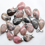 24pcs Natural Pink Quartz Crystal Agates Tiger eye Stone Malachite Water Drop Shape Pendant for DIY Jewelry Making