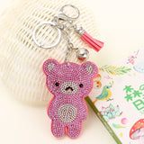 Heart Keychain Leather Tassel Key Holder Metal Crystal Key Chain Keyring Charm Auto Pendant Gift