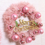 Cifeeo 30Cm Pink Christmas Wreath Rose Gold Xmas Ball Letter Merry Christmas Door Garlands Oranments Naviidad Goods Happy New Year 2022